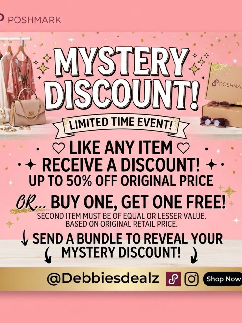 MYSTERY DISCOUNT? LIKE AN ITEM OR ADD TWO TO S BUNDLE TO GET ONE FREE⚠️